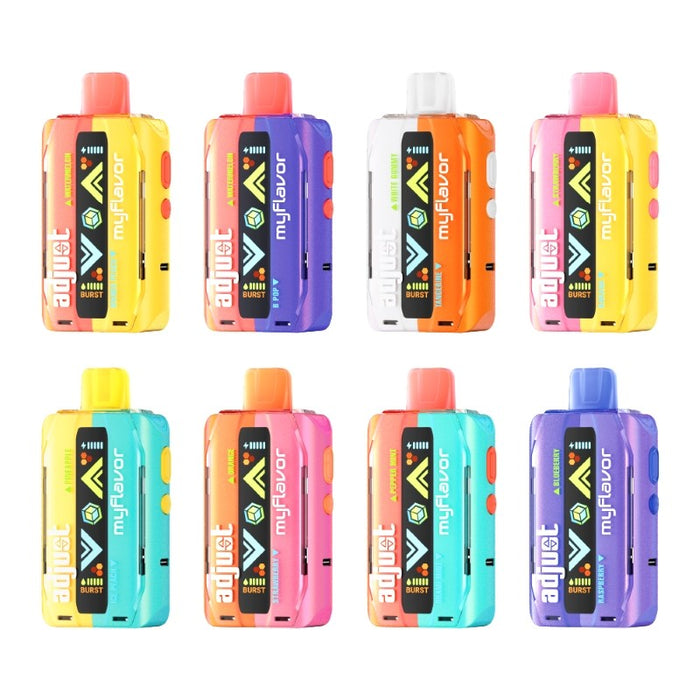 High-performance Adjust MyFlavor 40000 disposable vape featuring an LED screen, 40,000 puffs, and customizable flavor options at VapeNear online vape shop.