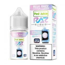 Shop Pod Juice Raz E-Juice 30ml at VapeNear, featuring a 30ml bottle, rich flavors, and a smooth nicotine salt formula for an optimal vaping experience.
