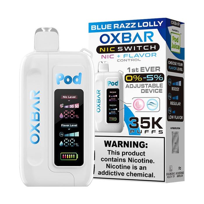 Shop Pod Juice OXBAR Nic Switch 35000 at VapeNear – The ultimate disposable vape with customizable nicotine.