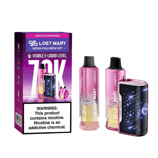 Lost Mary Nera Fullview 70K vape showing interactive curved digital screen and battery indicators