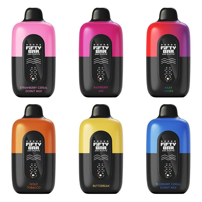 Fifty Bar 20K Disposable Vape with 20,000 puffs and 5% nicotine strength at VapeNearShop online vape shop.