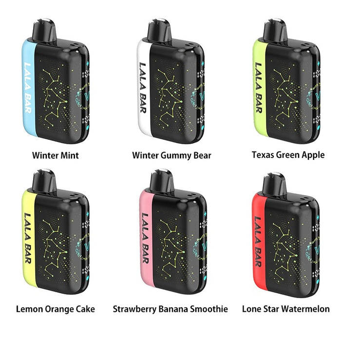 Lala Bar Vibe 40K Disposable Vape with 40,000 puffs and 20ml e-liquid, featuring a rechargeable 800mAh battery for long-lasting vaping