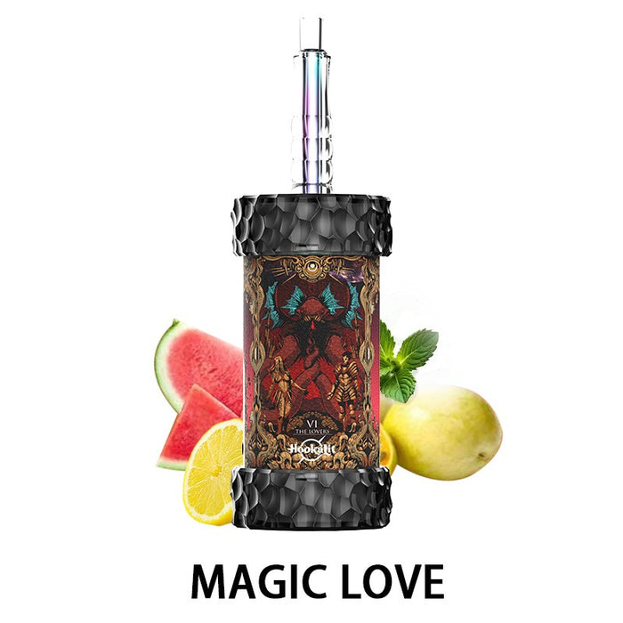 Close-up of Olit Hookalit Mega 150K digital screen showing battery and e-juice indicators – best disposable hookah in USA