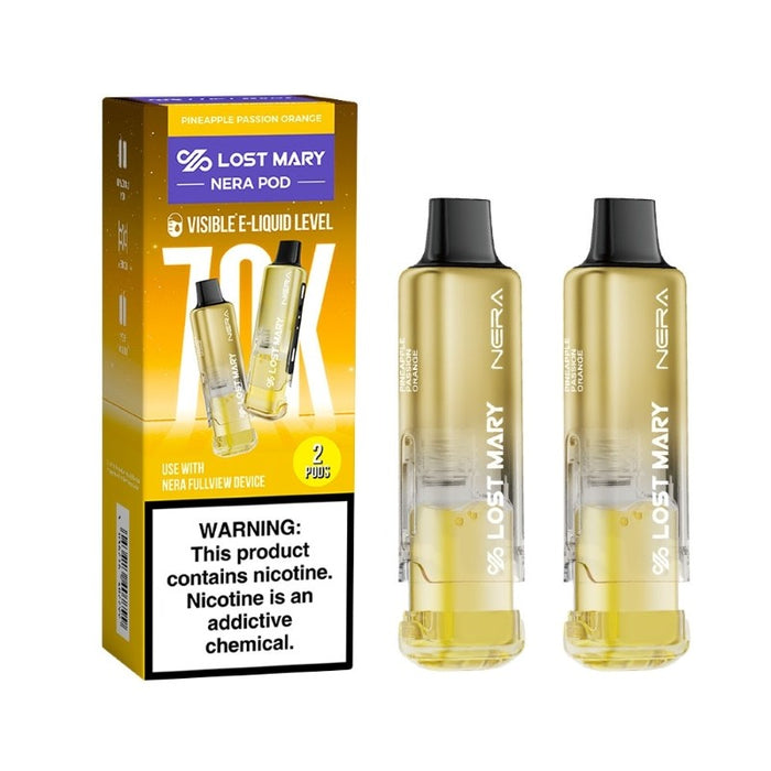 Pre-filled Lost Mary Fullview 70K pods with 2ml capacity and 10ml refill containers for extended vaping sessions