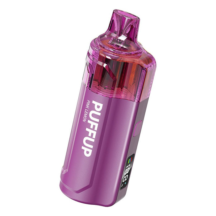 Close-up of Puffup 25K disposable vape side screen showing battery life and output mode at VapeNear online vape shop