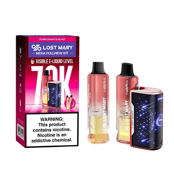 Pre-filled Lost Mary Nera Fullview 70K pods and refill containers – total 24ml e-juice for extended vaping sessions
