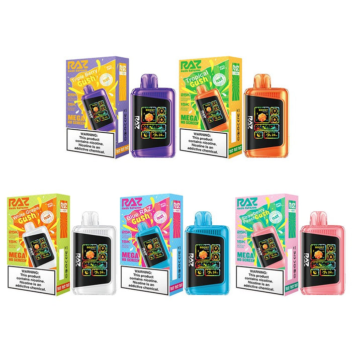 Raz LTX 25000 Gush Edition disposable vape with vibrant design, perfect for vaping enthusiasts at VapeNear online vape shop.