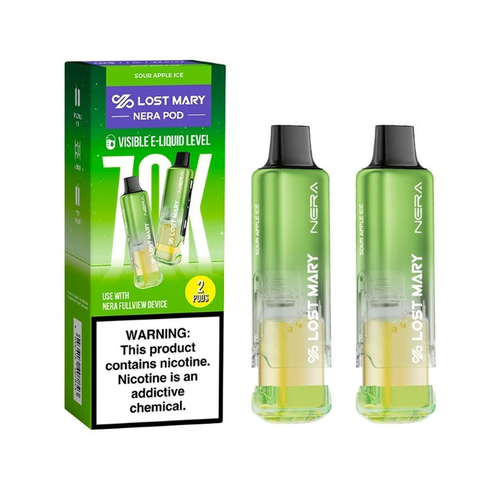 Lost Mary Nera Fullview 70K pods showing refill container and battery-compatible design