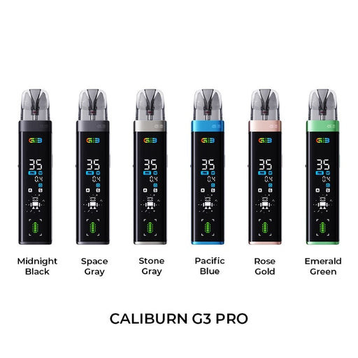 Metallic finish Uwell Caliburn G3 Pro vape kit with 1000mAh battery and 35W output power