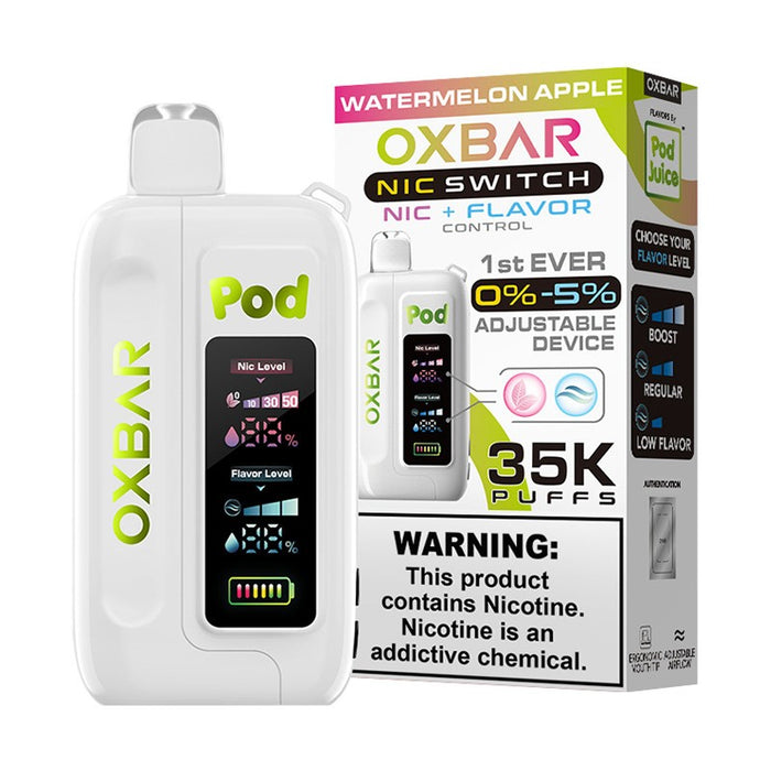 Pod Juice OXBAR Nic Switch 35000 – Enjoy smooth hits and rich flavors in a portable design.