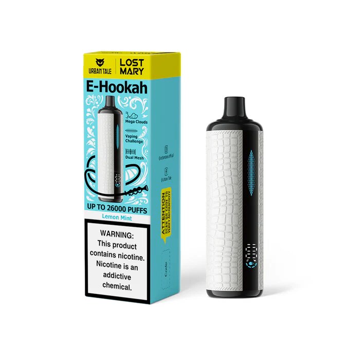 Lost Mary X Urban Tale E-Hookah 26000 disposable vape, featuring a high puff count and ergonomic design for ultimate comfort.