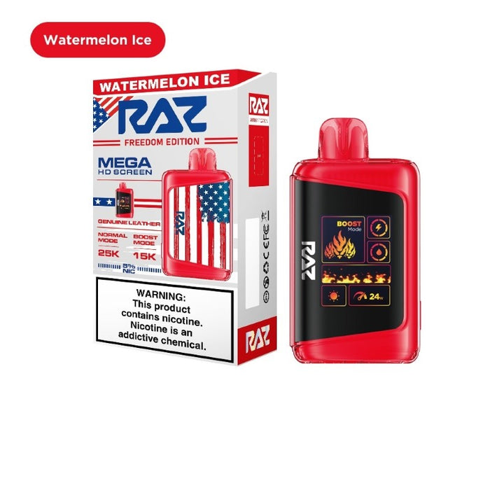 RAZ DC25000 – Triple Wattage Control for Customizable Vaping Sessions.