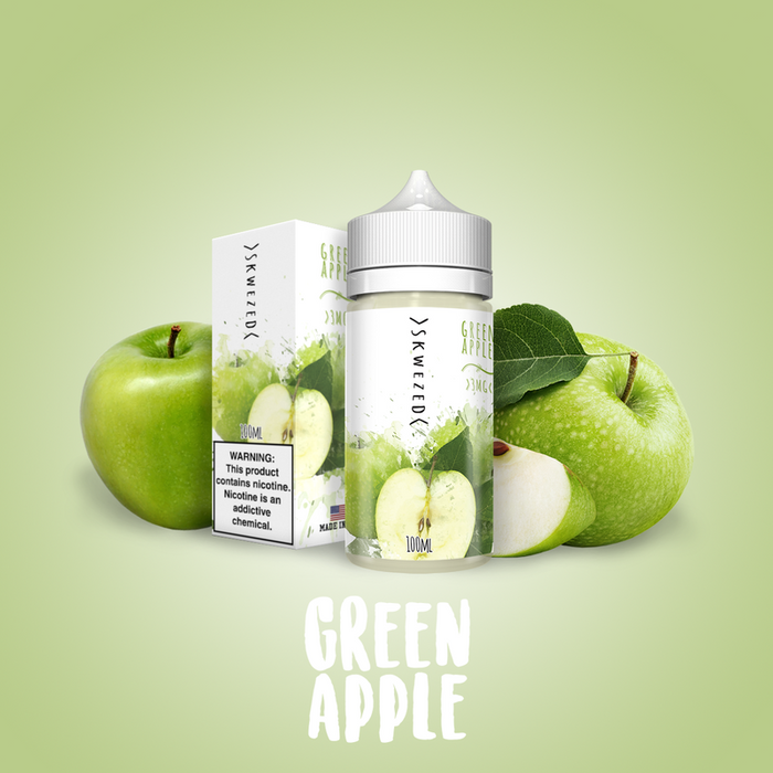 Buy SKWEZED Green Apple 100ml Vape Juice at VapeNear Online Vape Shop – Premium 70VG/30PG e-liquid delivering smooth throat hits and dense clouds with the authentic taste of fresh green apples.