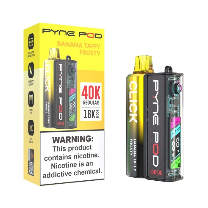 Shop Pyne Pod Click 40K disposable pod system with boost mode for 16,000 puffs of dense vapor.