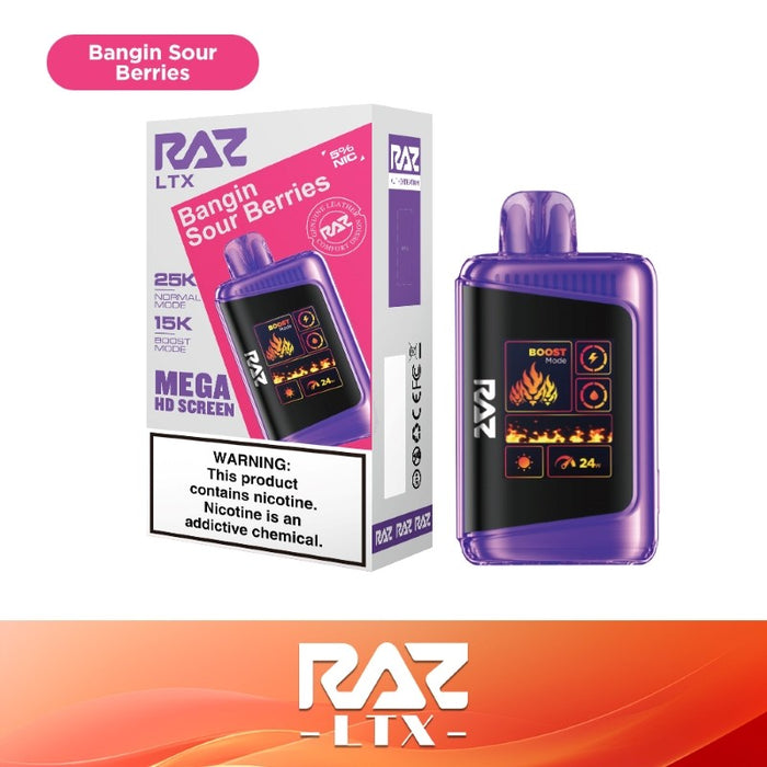 RAZ LTX 25K Disposable Vape with 5% nicotine strength, ideal for salt nicotine lovers.