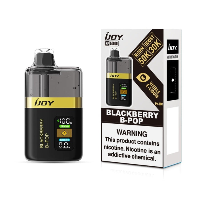 iJOY XP50000 50K puff disposable vape with dual 0.4Ω mesh coils for strong flavor.