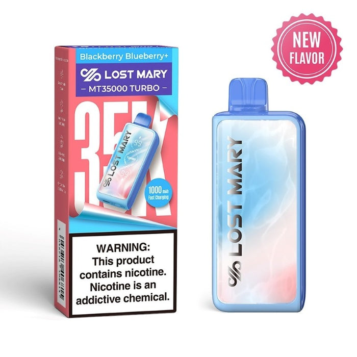 Lost Mary MT35000 Turbo available in fruity and minty flavors like peach and blackberry