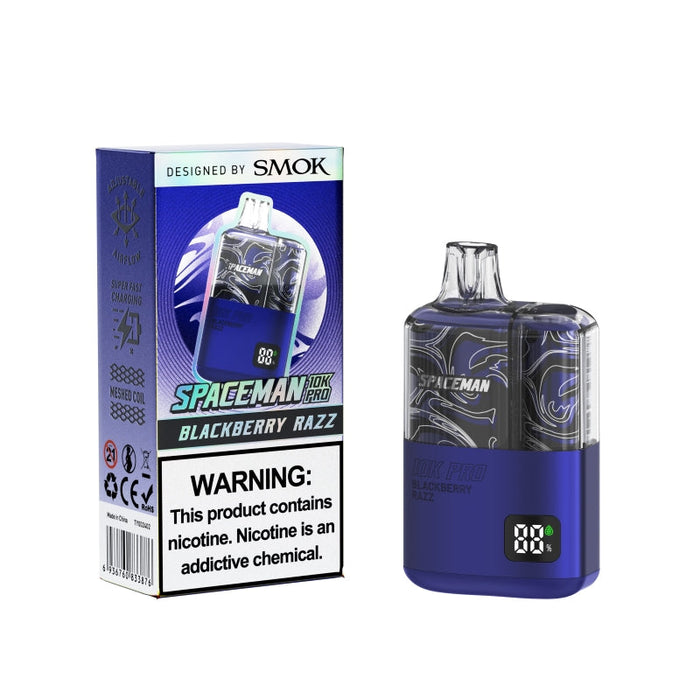 Spaceman 10K Pro Disposable Vape with a smart LED screen for real-time battery and e-liquid monitoring.