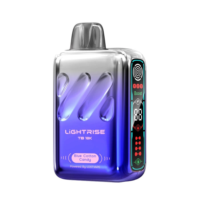 Rechargeable Light Rise TB 18K disposable vape with USB-C charging for extended use. Get yours today at VapeNear—your trusted online vape retailer.