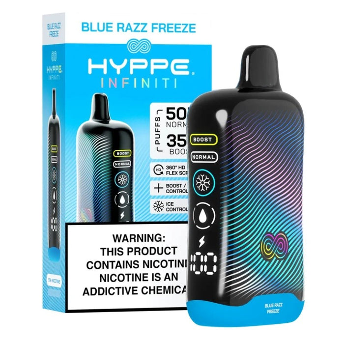 Hyppe Infiniti 50K vape device with full 360-degree screen and stylish design.