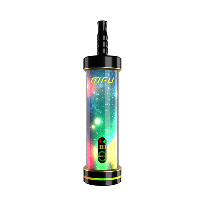 Close-up of MFU Shisha X2 60K disposable vape mesh coil and draw-activated system.