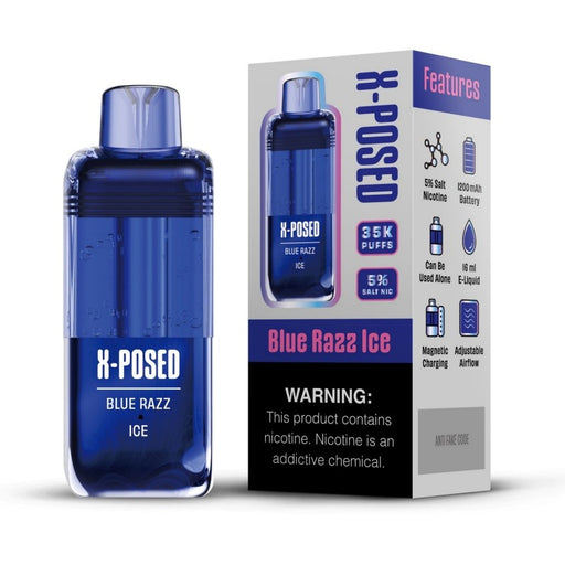 Refillable-style X-Posed 35K disposable pod compatible with X-Posed battery kit for extended use.