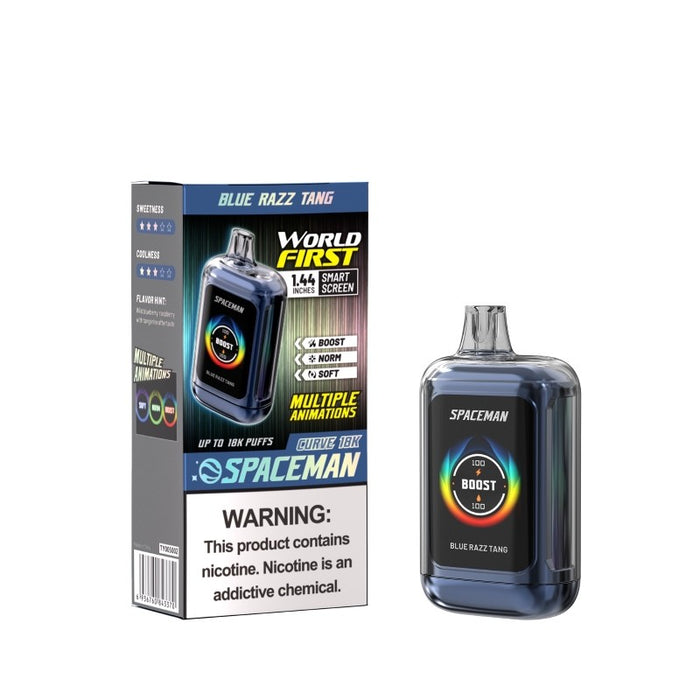 Spaceman Curve 18K Vape – Featuring 18mL pre-filled e-juice, dual mesh coils, and Type-C charging. Perfect for flavor enthusiasts. Shop at VapeNear.