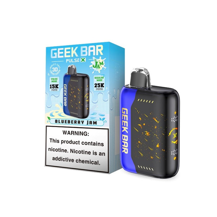 Geek Bar Pulse X 25K Jam Edition Disposable Vape featuring Dual Mesh Coils and 18ml E-Juice for Smooth Vaping at VapeNear