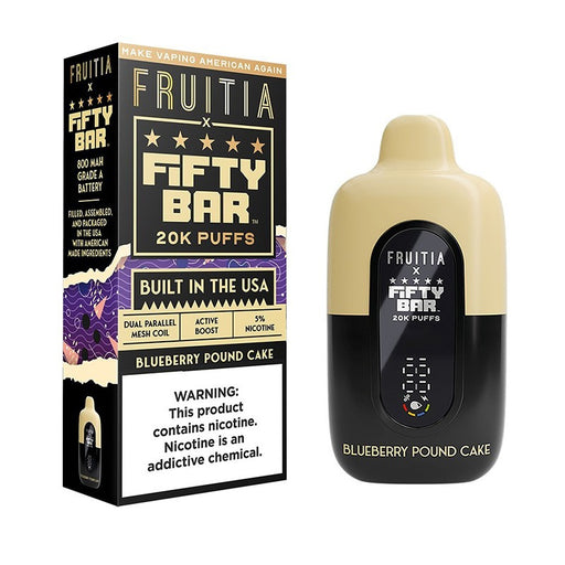 Buy Fruitia X Fifty Bar 20K vape with dual parallel mesh coil, boost mode, and adjustable three-level airflow for smooth flavorful clouds.