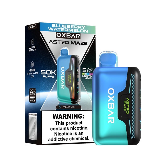 Side display vape showing e-liquid, battery, and nicotine levels