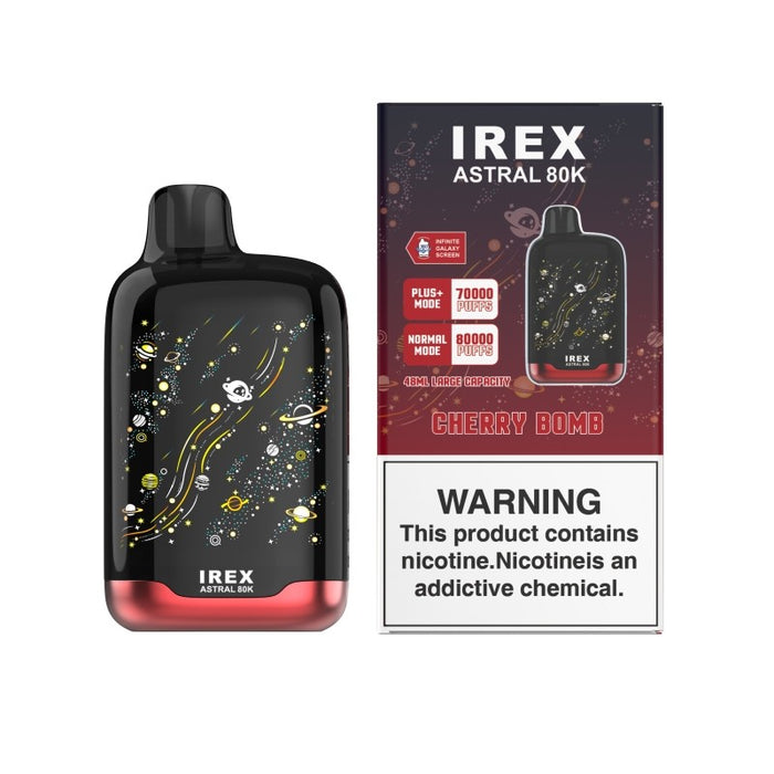 Sleek Ergonomic Design of IREX Astral 80K Disposable Vape with Eye-Catching Light Effects