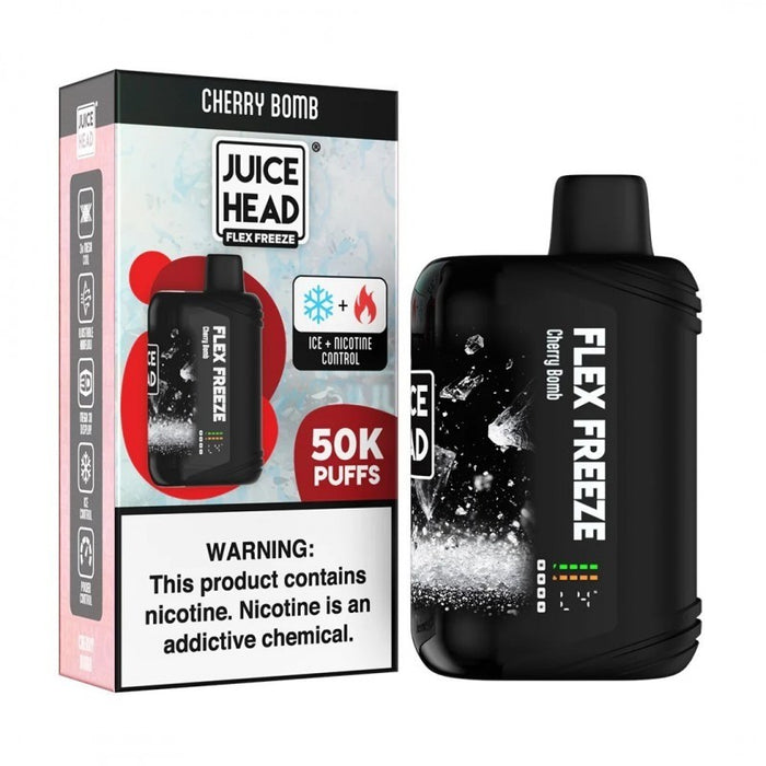 High-capacity Juice Head Flex Freeze 50K vape with dual mesh coils and 18ml pre-filled juice, available at VapeNearShop.