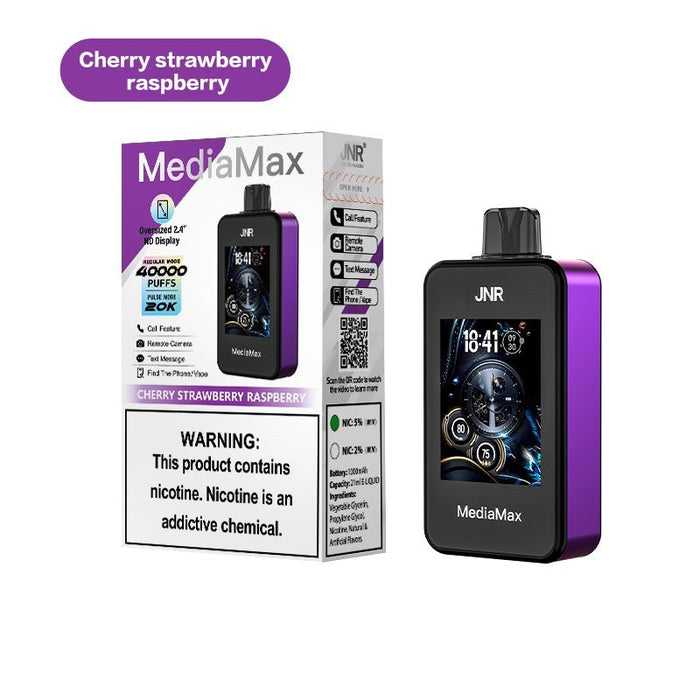 Discover the JNR Mediamax 40000 Disposable Vape at VapeNear, featuring a massive e-liquid capacity, smooth draws, and a stylish, compact design.