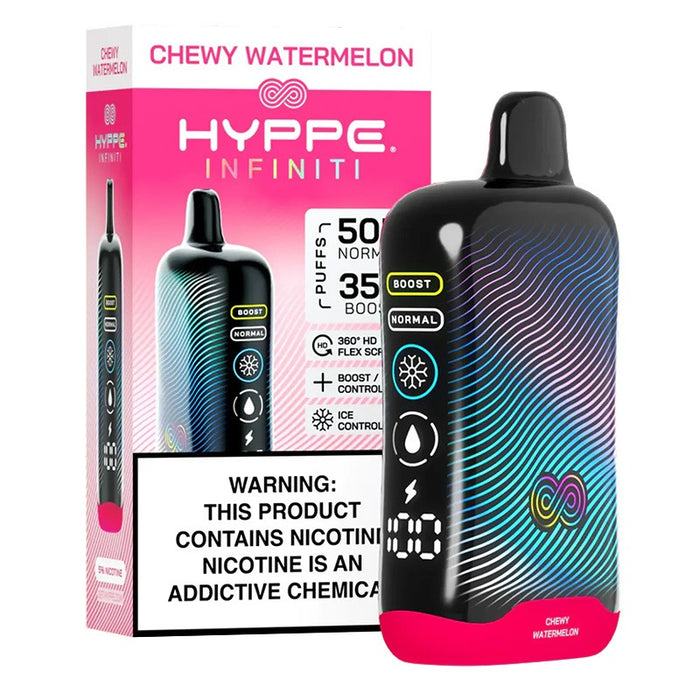 Hyppe Infiniti 50K disposable vape with long-lasting battery and smooth airflow.