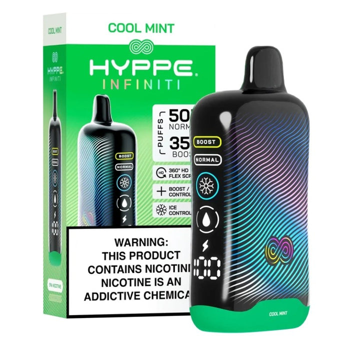 Hyppe Infiniti 50K e-cigarette with dual vaping modes for customizable experience.
