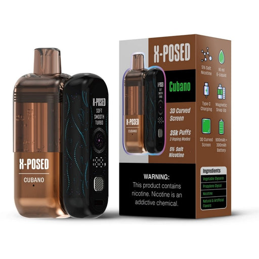 X-Posed 35K vape kit featuring Soft, Smooth, and Turbo modes for customizable vaping