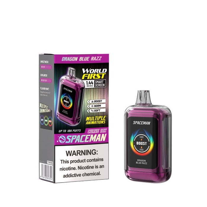 Spaceman Curve 18K Kit – A disposable vape with 18mL e-juice, dual mesh coils, and a rechargeable battery. Find the best at VapeNear.