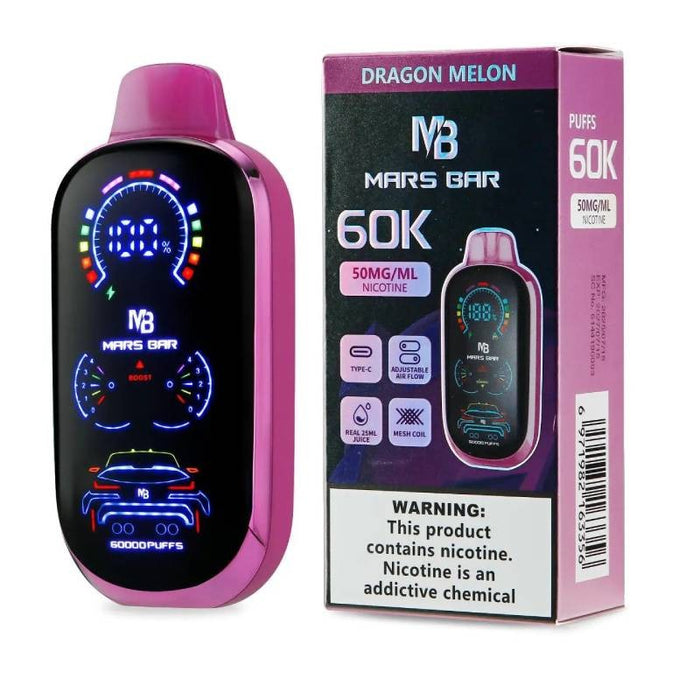 Mars Bar 60K rechargeable disposable vape with Type-C fast charging at VapeNearShop online store.