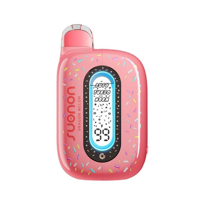 Donut-themed Suonon Donete 50K vape featuring dual-clear technology with transparent e-juice tank.