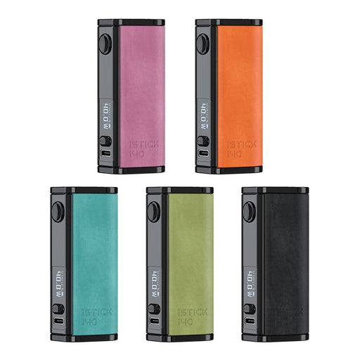 Eleaf iStick i40 Box Mod 40W with sleek leather and metallic design, perfect for on-the-go vapers.