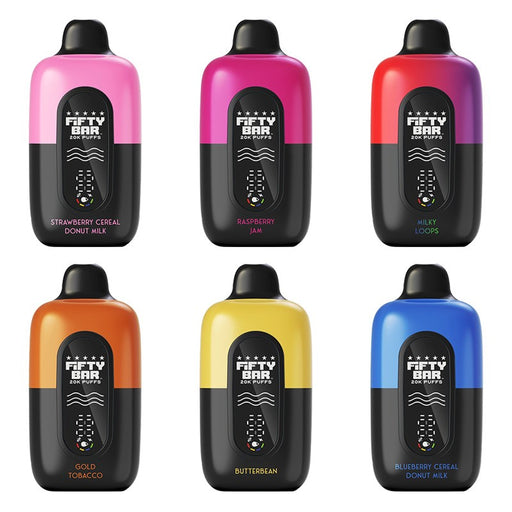 Fifty Bar 20K Disposable Vape with 20,000 puffs and 5% nicotine strength at VapeNearShop online vape shop.
