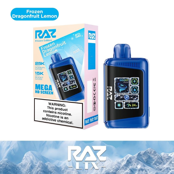 RAZ LTX 25K Disposable Vape with a classic LED display screen for real-time monitoring.