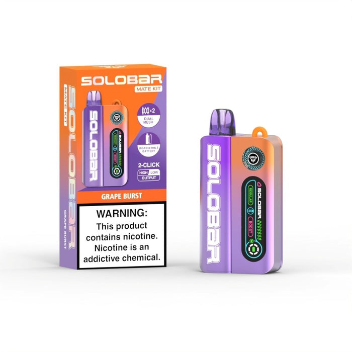 Solobar Mate 35K disposable vape with dual output modes for flavor and clouds