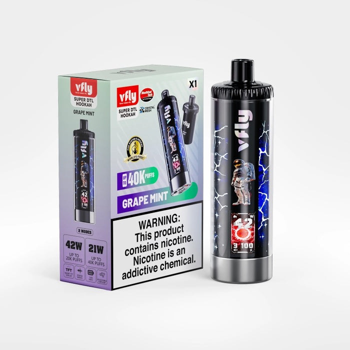 VFLY Super DTL 40K vape with Mango Freeze flavor and powerful 42W Boost Mode.