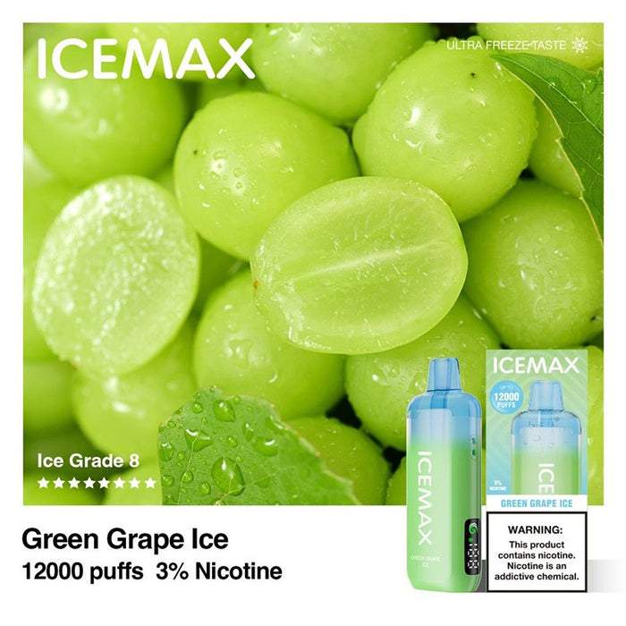 Coconut Water Icemax 12K disposable vape with rich flavor and high-quality ceramic coil.