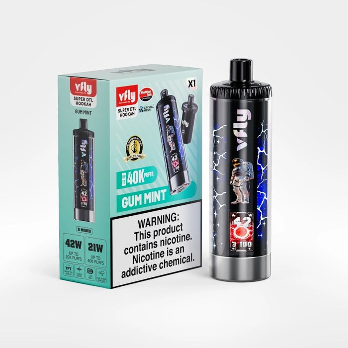 VFLY Super DTL 40K vape with Banana White Chocolate Cream flavor and DTL support.