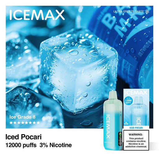 Icemax 12K disposable vape with ceramic coil for smooth and flavorful vapor.