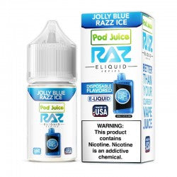 Experience Pod Juice Raz E-Juice 30ml at VapeNear, offering a smooth draw, rich flavors, and a satisfying nicotine hit for pod vapers.