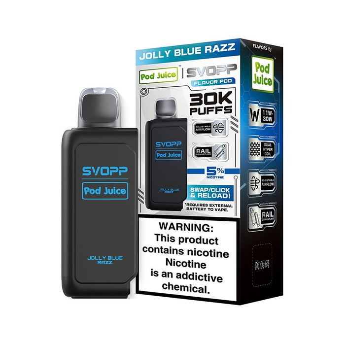 OXBAR X Pod Juice SVOPP 30K disposable pod with 6 adjustable wattage levels for customizable vaping.
