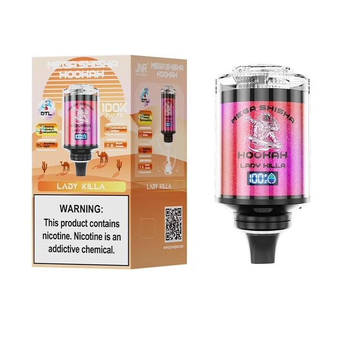 JNR Mega Shisha Hookah 100K – Ideal for vapers seeking a high-capacity disposable vape with rich flavors.